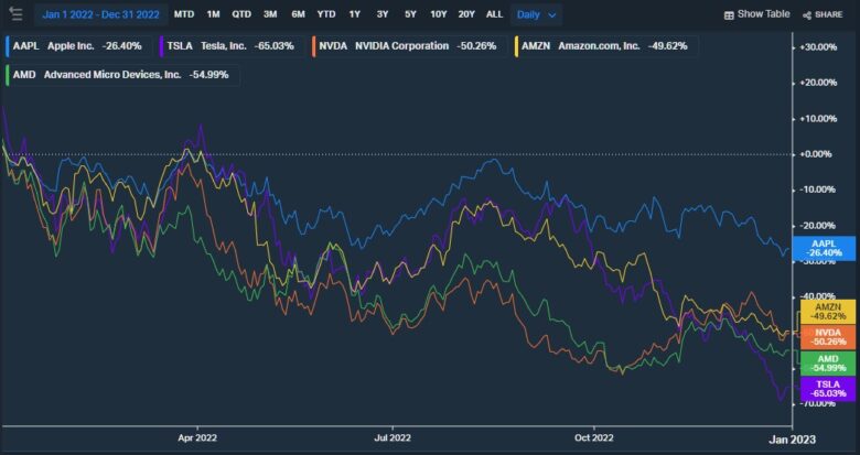 Typický investor Apple Tesla Nvidia zhodnocení 2022