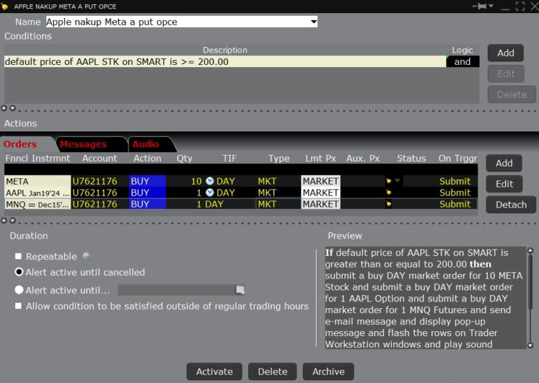 Interactive Brokers alerty