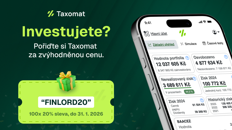 Recenze Taxomat: zdarma si ověřte daňovou povinnost a úsporu před koncem roku Taxomat Banner Finlord sleva 20