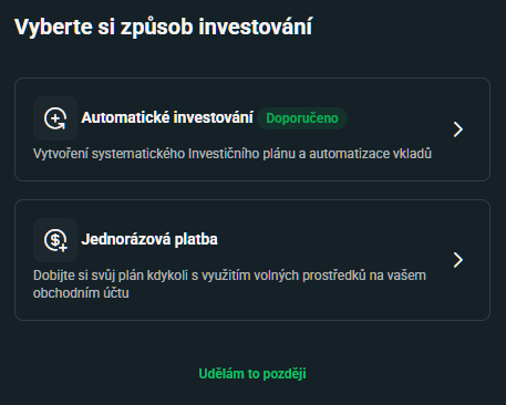20260825 XTB investiční plány zaslání peněz